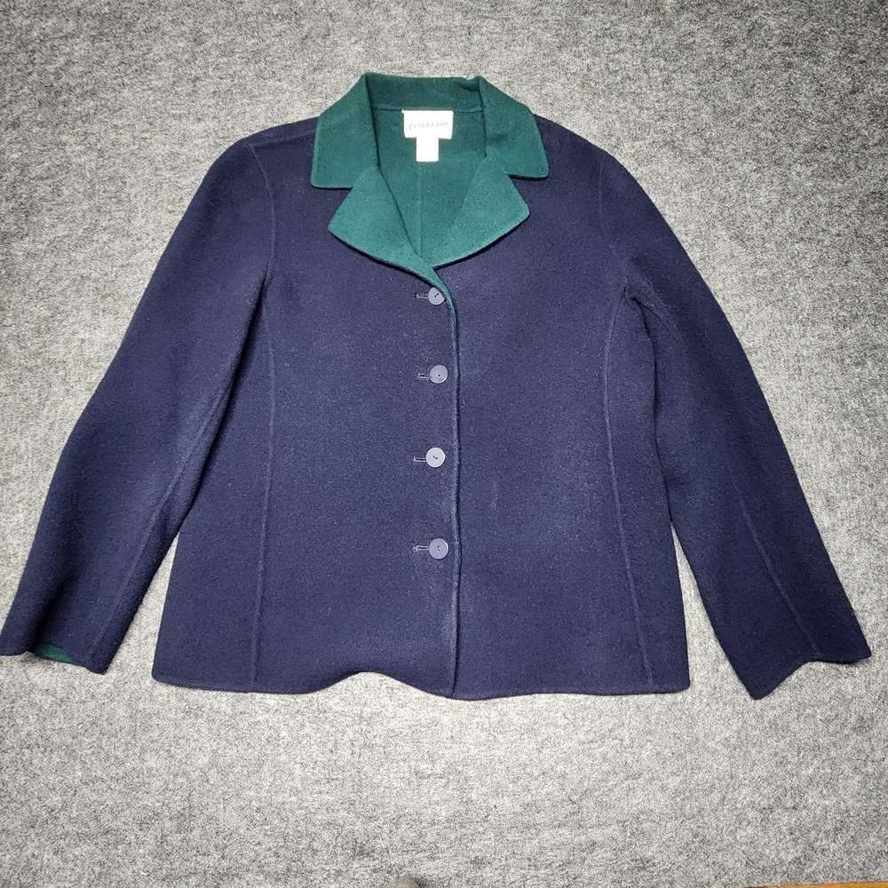 Pendleton Womens Blue Navy Green Button Down Blazer Career Office Small Petite